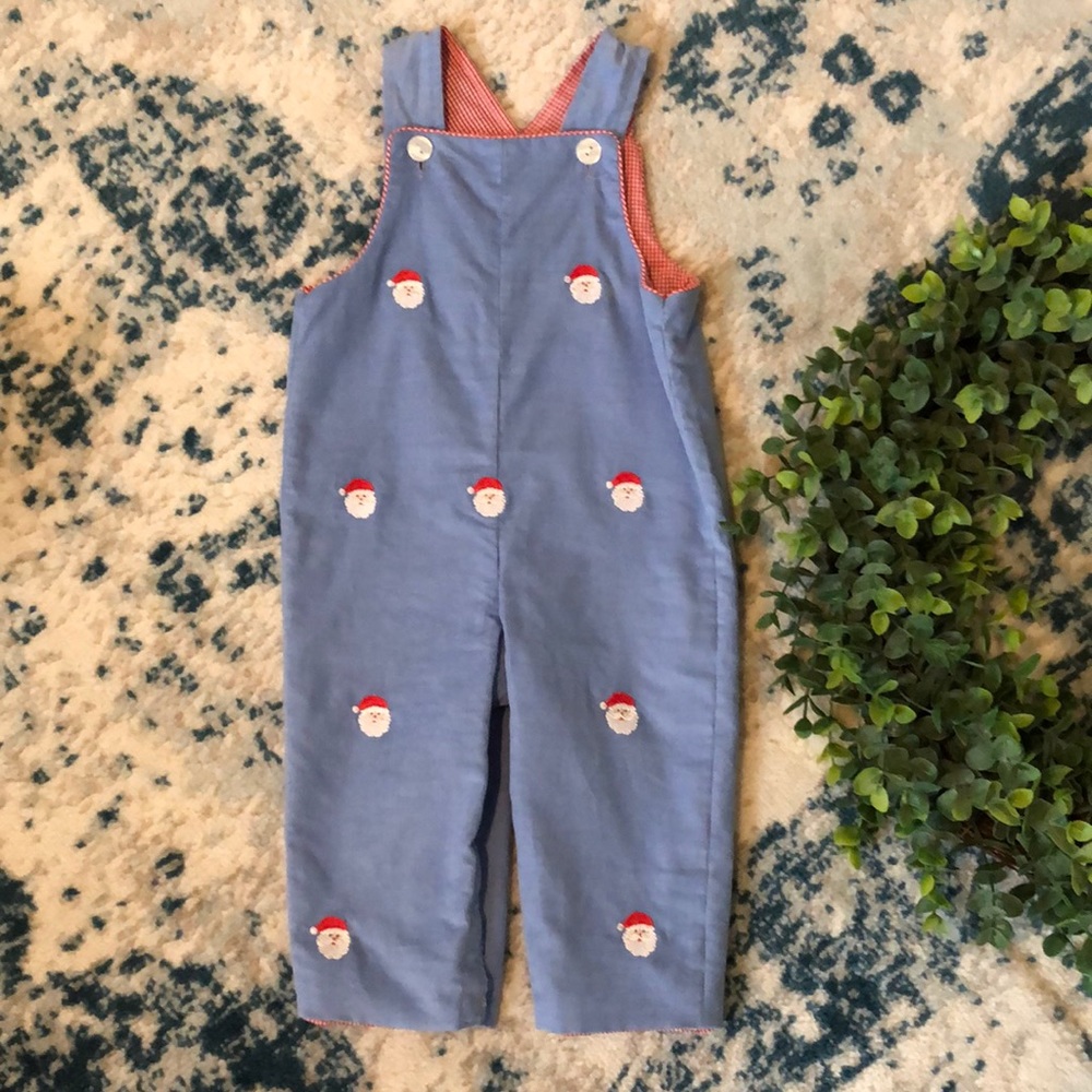 Anavini Hand Smocked Santa Reversible Coveralls